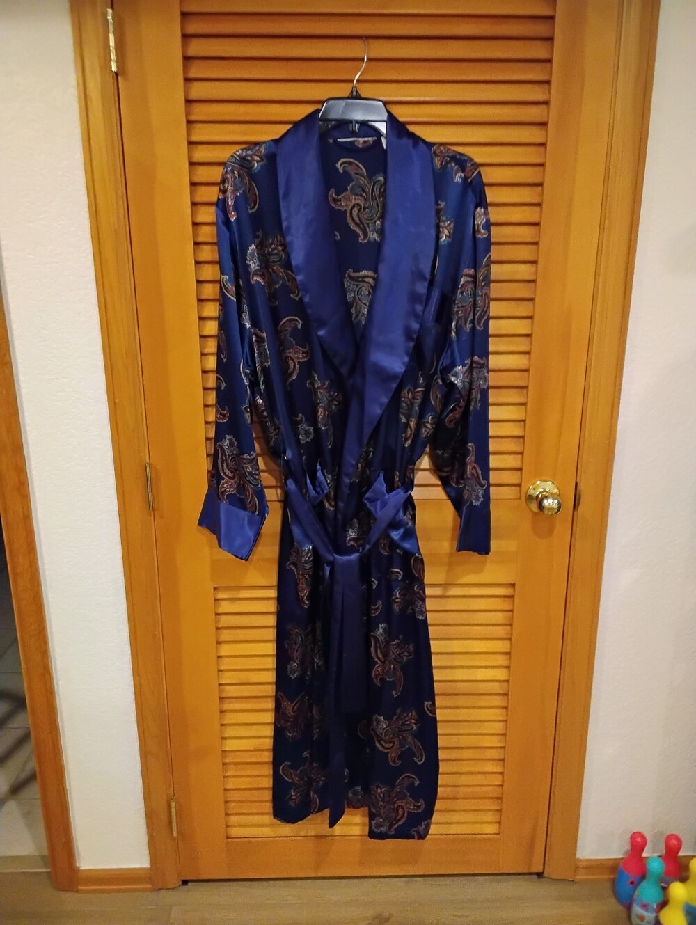 EUC Men's Navy Paisley Print Robe Oversized S/M*